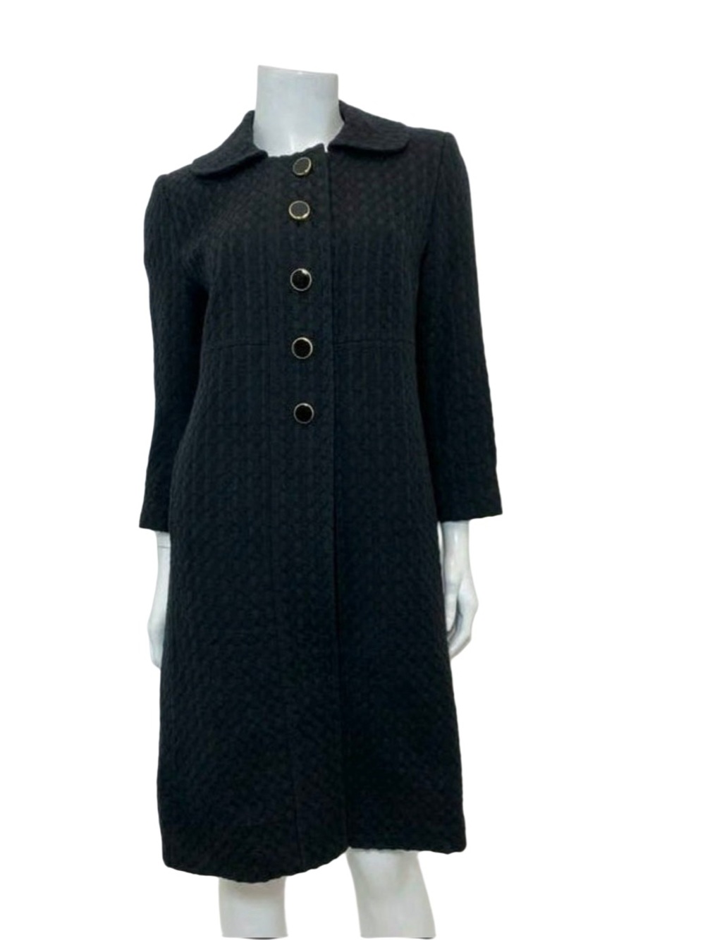 MILLY Basketweave Cotton Coat Black with Gold accents size 8